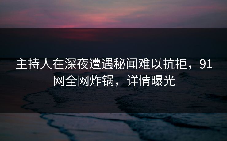 主持人在深夜遭遇秘闻难以抗拒，91网全网炸锅，详情曝光