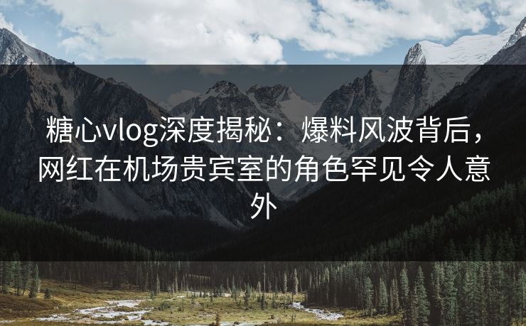 糖心vlog深度揭秘：爆料风波背后，网红在机场贵宾室的角色罕见令人意外