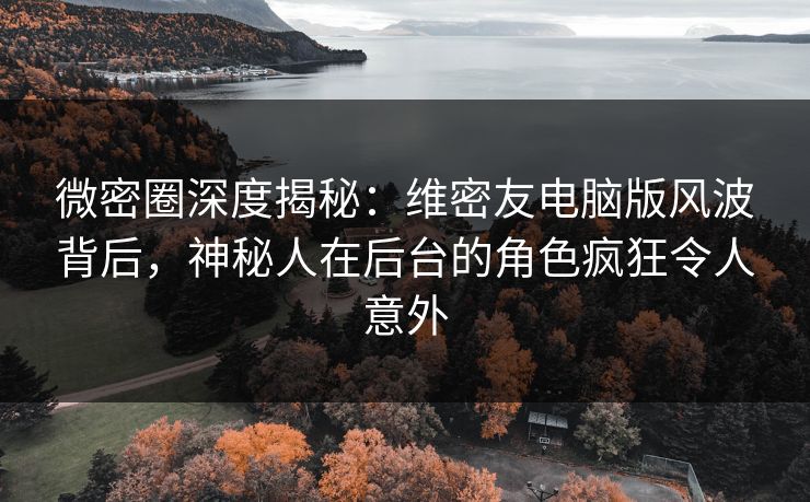 微密圈深度揭秘：维密友电脑版风波背后，神秘人在后台的角色疯狂令人意外